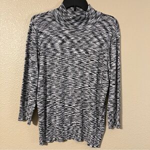 Apt. 9 Women’s L Black & White Patterned 3/4 Sleeve  Mock Turtleneck Sweater